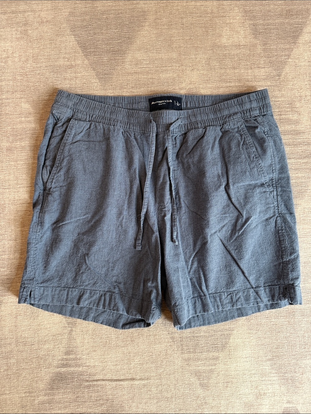 Abercrombie & Fitch | Summer Linen Blend Pull-On Shorts Blue Textured Large